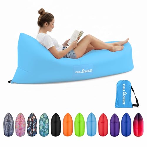 Portable Inflatable Lounger for Beach & Camping – Self-Inflating Air Couch, Beach Sofa, and Outdoor Lounge Chair for Relaxation and Comfort - color: Sky Blue