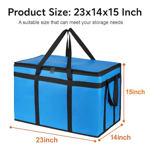 Bodaon Large 2-Pack Insulated Food Delivery Bag With Hard Bottom, XXXL Grocery Shopping/Catering bag, Bags, Rideshare Delivery Bag, Cold/Hot Styrofoam Carrier for Travel/Car - color: Blue, size: XXX-Large(with Hard Bottom)