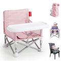 Tiny Marvels Portable Booster Seat, Foldable Baby High Chair with Removable Tray, Safety Harness & Carry Bag – for Toddlers Ages 6M-3Y, Ideal for Dining, Travel, Camping & Family Time - color: Pink