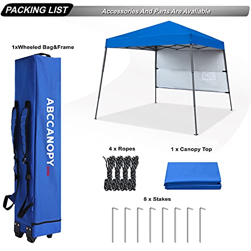 ABCCANOPY Outdoor Pop Up Canopy10x10 Beach Camping Canopy with 1 Sun Wall, Bonus Backpack Bag, Stakes and Ropes, Royal Blue - color: Blue, size: 10x10