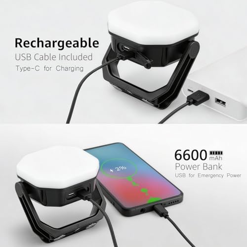RadiantFlux LED Camping Lantern, 6600mAh 4000LM,Rechargeable and Solar Light,IP65 Tent Light with 3 Light Modes,Mechanical Aesthetic Feel,10-Hours , Portable Lantern Flashlight, Emergency Light