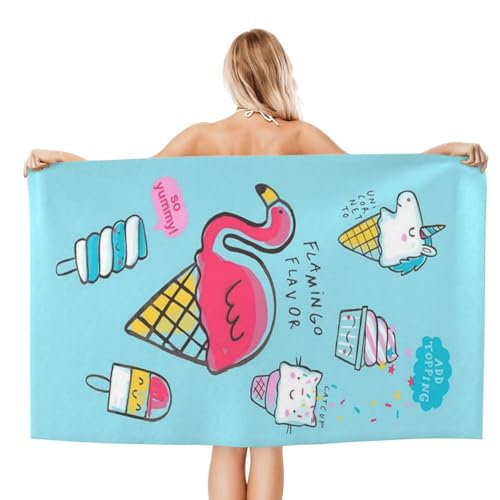 Cute Mermaid Beach Towel for Kids/Boys/Toddler/Baby, Personalized Microfiber Flamingo Beach Towels Bulk, Quick Dry Beach Towel for Pool, Lightweight Bath Towels Oversized Clearance 30"x 60" - color: Ice Cream, size: 30"x 60"