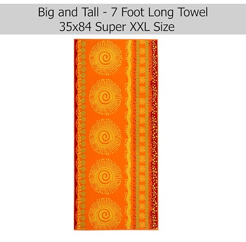 COTTON CRAFT Oversized Beach Towels - 2 Pack XXL 35x84 - The Big Kahuna 7 Foot Extra Large Beach Blanket Towel - Big & Tall - 100% Cotton Jacquard Velour Soft Luxury Towel - Sunshine Orange Yellow - color: Sunshine Orange Yellow, size: 2 Pack - 35x84