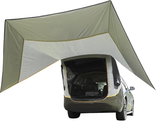 SUV Tent Car Awning, UPF 50++ with Portable Waterproof Storage Bag, Tear-Resistant, Large Space, Good Vision, Smooth Ventilation, Suitable for Outdoor Beach Camping Auto Canopy Shade… - color: Dark Green