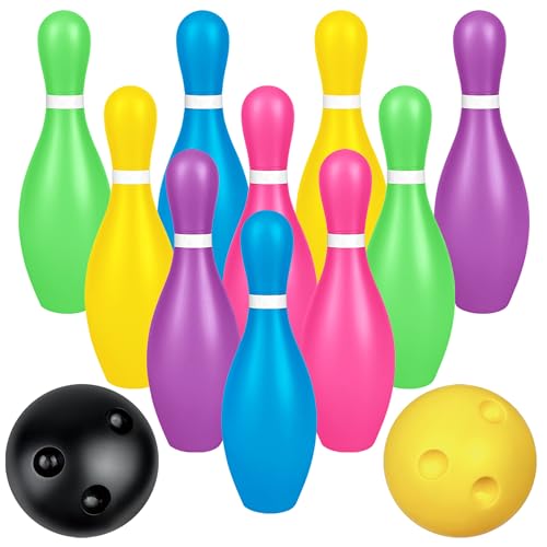 Mini Bowling Set Indoor Outdoor Indoor Bowling Set with Guide Arrow Mat Gold and Silver Medal Backpack Dispensing - color: Colorful