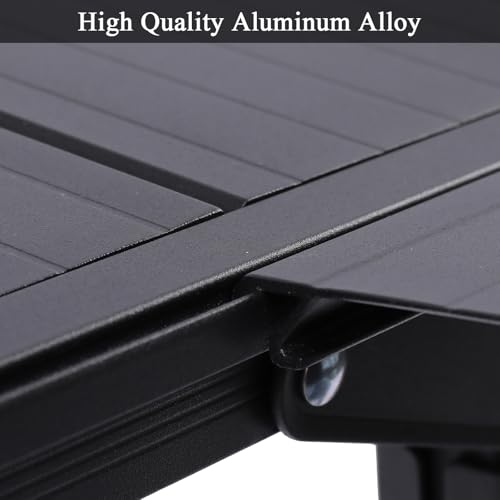 Aircity Folding Camping Table, Portable Folding Aluminum Table with Adjustable Height for BBQ, Camping, Picnic, Beach, Travel, and Outdoor Cooking