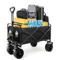 440 LBS Wagons Carts Foldable, Beach Cart with Big All-Terrain Wheels for Sand, Collapsible Folding Wagon with Cup Holders, Utility Carts for Camping, Beach, Garden and Shopping
