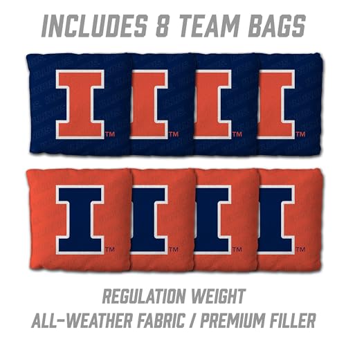 YouTheFan NCAA 2’ x 3’ Wood Cornhole Game with Logo Bags - color: Illinois Fighting Illini, size: 2' X 3'