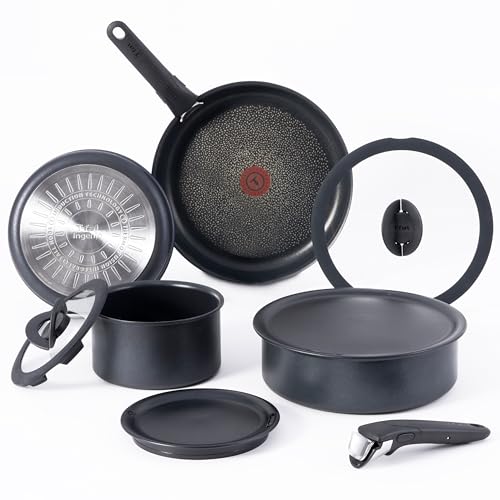T-fal Ingenio Expertise Non Stick Cookware Set 10 Piece, Induction, Oven Broiler Safe 500F, Stackable Cookware, Pots and Pans Set, RV, Camping, Frying Pans, Dishwasher Safe, Detachable Handle,Black - color: Black, size: 10-Piece