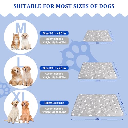 MH MYLUNE HOME Upgrade Cooling Mat for Pets,30”x20” 300g Reinforced Padding &Cool-Chill Fiber, Heat-Absorbing Color-Changing Pet Pad, Foldable Summer Bed - size: Medium: 20"x30"