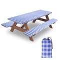 6ft Picnic Table and Bench Cover, Camping Essentials RV Gear, 72in Waterproof Windproof Outdoor Elastic All Around Tablecloth, Fitted Rectangle Tables and Seats, Blue-White Checkered - color: Blue-white Checkered, size: 72"