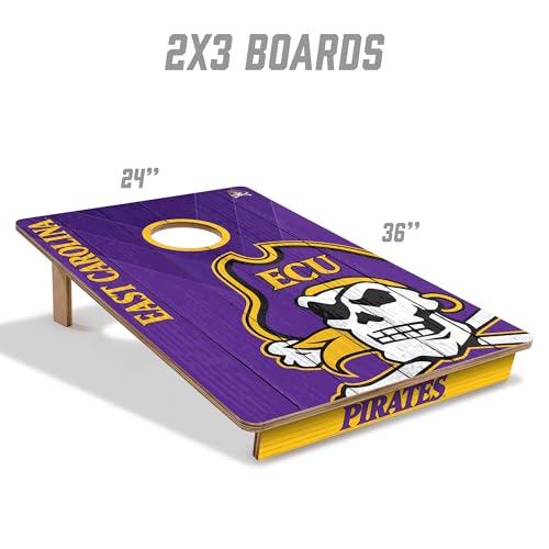 YouTheFan NCAA 2’ x 3’ Wood Cornhole Game with Logo Bags - color: East Carolina Pirates, size: 2' X 3'