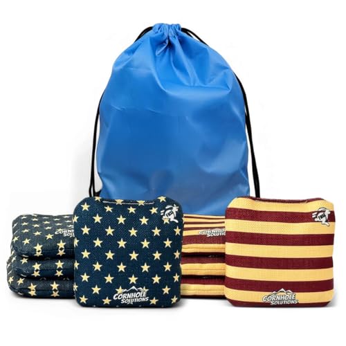 Cornhole Solutions PRO Tournament Cornhole Bundle – Regulation 4 ft x 2 ft Professional Set – ¾″ Baltic Birch Plywood – Folding Legs – UV Printed & Clear Coated – Made in USA - color: Burnt Flag