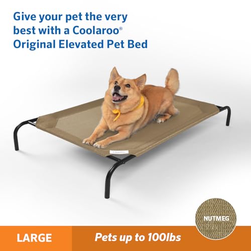 Coolaroo Original Elevated Dog Bed - Breathable Off-The-Ground Pet Bed with Cooling Fabric, Joint Relief & Moisture-Resistant Fabric, 100% Recyclable, Easy Clean, Nutmeg, Large - color: Nutmeg, style: Large Dog Bed