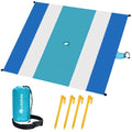 Blue Beach Blanket with Umbrella Hole 7ftx5ft- Water Resistant, Sandproof, Lightweight, Rip-Stop Nylon with Umbrella Hole & Sand Pockets, Camping Essentials, Beach Canopy Compatible - color: Blue, size: 7x5