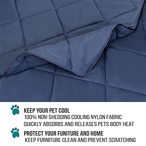 PetAmi Premium Cooling Dog Blanket | Lightweight Fluffy Pet Throw Blanket Bed Cover for Dogs, Cat, Puppies | Pet Blanket Furniture Protector Couch Sofa | Reversible Fuzzy Cozy | 29x40, Navy Blue - color: Navy Blue, size: Medium (29x40)