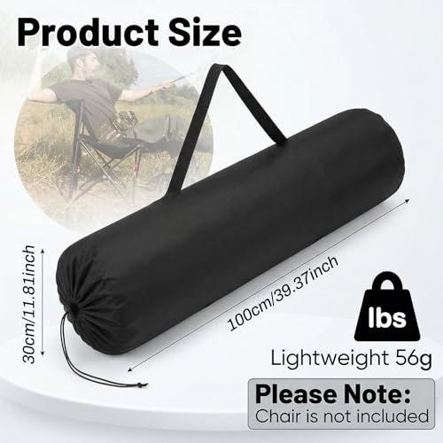 Nogeqi Camping Chair Bag Replacement, Black Portable Folding Chair Bag with Shoulder Strap for Travel Camping Sports Outdoors, 80x20cm/31.5x7.87in (Chair is Not Included)