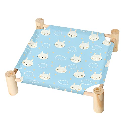 Patas Lague Cat and Dog Hammock Bed for Small Dogs, Brethable Wooden Cat Pet Rabbit Elevated Cooling Outdoor Bed Cots Furniture for Summer Rabbits - color: Rabbit