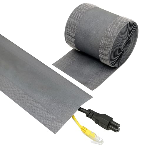 ECOHomes Carpet Cord Cover (Grey, 4 Inch x 10 FT, 6 Pack) | Cord Covers for Carpet to Hide Floor Cables and Electric Wires, Low Profile Cord Hider for Extension Cords and Cable Management - color: Grey, size: 4 Inch X 10 Ft [6 Pcs Pack]