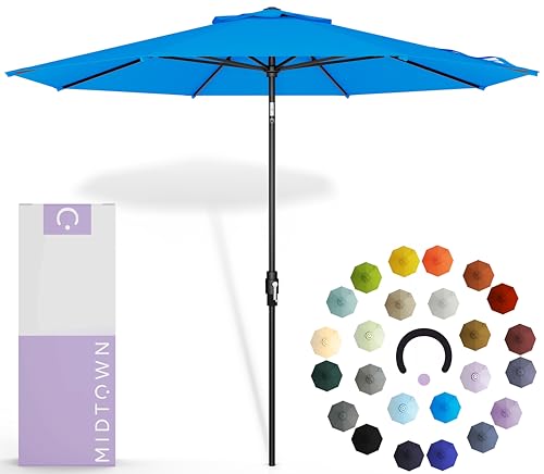 Midtown Umbrellas – The Swilt 8 Ft Patio Umbrellas with 360° Swivel & Tilt Mechanism, 8 Fiberglass Ribs & Terylast Polyester Fabric for Backyard, Deck, Pool & Cafes - Cobalt Canopy, Black Pole - color: Terylast Cobalt, size: 8 Feet