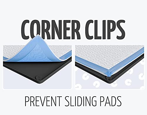 Skywin TidyFriend 2 Pk Pee Pad Holder Tray for 30” x 23” Pee Pads with Corner Lock Holes, Raised Edges, Non-Spill, Easy to Clean Silicone Dog Potty Tray Holder, for Indoor Floor Protection (Black) - color: Black, size: 30 X 23 Inches - 2 Pack