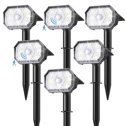 Brightown 6 Pack Solar Motion Lights Outdoor Waterproof, Motion Sensor Spot Lights- 58 LED/3 Modes Solar Powered Spotlights 2-in-1 Auto On/Off for Outside Yard Wall Garden, Cool White - color: Motion Sensor, size: 6 Pack