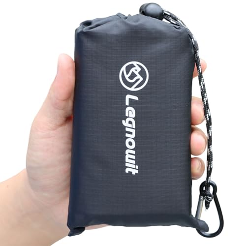 Outdoor Pocket Blanket, 55"x79" Waterproof Foldable Compact Pincic Blanket, Ultralight Tarp for Camping, Festival, Beach, Hiking, Backpacking, Travel and More, Stakes Included - color: Black, size: 79"*55"