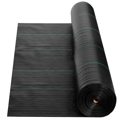 VEVOR Weed Barrier Fabric Heavy Duty, 13x115FT 3.5oz Landscape Fabric, Woven Weed Blocker Fabrics, Garden Fabrics Weeds Barrier, Weeds Control Ground Cover, Geotextile Webbing, Gardening Mat, Black - size: 13FT*115FT-3.5oz