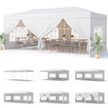 Bealife 10x20 Pop-Up Canopy Tent with 6 Removable Sidewalls, One Push Party Tent Outdoor Waterproof Canopy for Parties Commercial Wedding, 3-Height Adjustable Easy Set Up Gazebo, Carry Bag, (White) - color: White