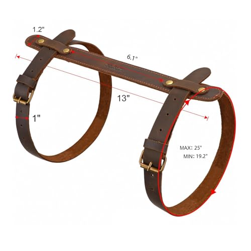 Tourbon Outdoor Leather Picnic Blanket Carry Strap for Camping Travel Rug Carrier Motorcycle Bedroll Straps w/Handle