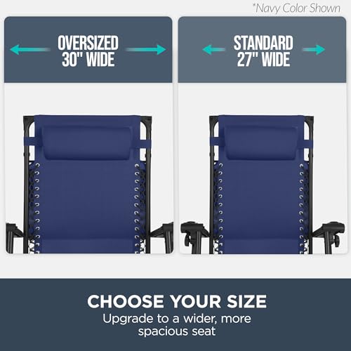 Best Choice Products 30” Wide Folding Zero Gravity Outdoor Recliner Patio Lounge Chair w/Adjustable Canopy Shade, Headrest, Side Accessory Tray - American Flag - color: American Flag, size: Oversized Extra Wide