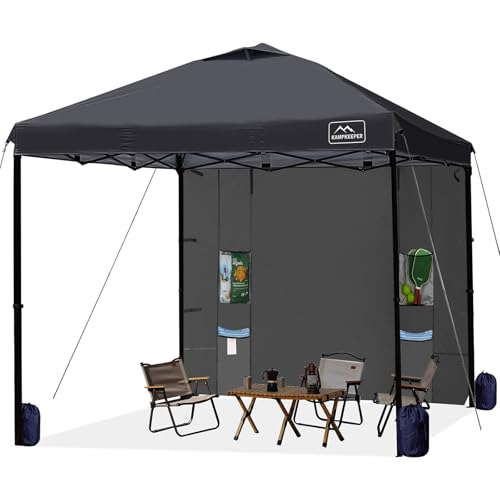 KAMPKEEPER 10x10 Easy Pop Up Canopy Tent with Sidewalls, Instant Outdoor Shade Shelter with Removable 10FT Sun Walls, Quick Setup Waterproof and UV-Resistant for Patio (Black, 10x10FT with 1 sidewall) - color: Black, size: 10x10FT with 1 sidewall