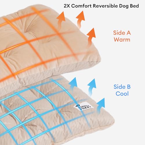 FUNNY FUZZY 2 in 1 Dog Crate Bed Pad for Large Sized Dog, Washable Reversible Pet Soft Mats,Durable Fluffy Kennel Mattress,Indoor Cats, 35" × 23", Beige - color: Beige, size: 35"× 23" Large