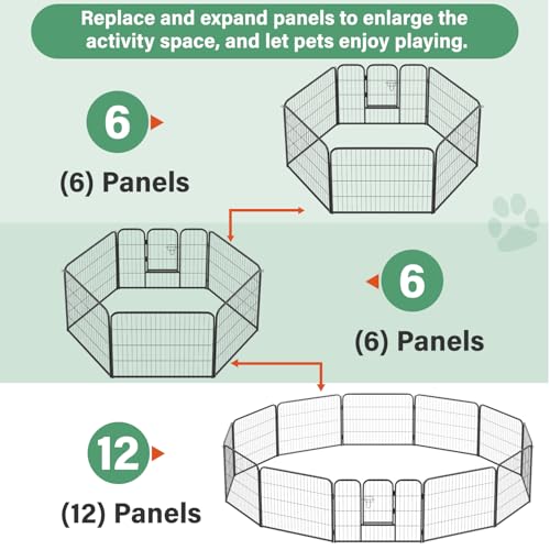 FDW Dog Playpen Dog Pen Dog Kennel 6 Panels 24 Inch Height Indoor Outdoor Folding Metal Portable Puppy Exercise Pen Heavy Duty Dog Fence for Yard Camping,Black - style: 6 Panels