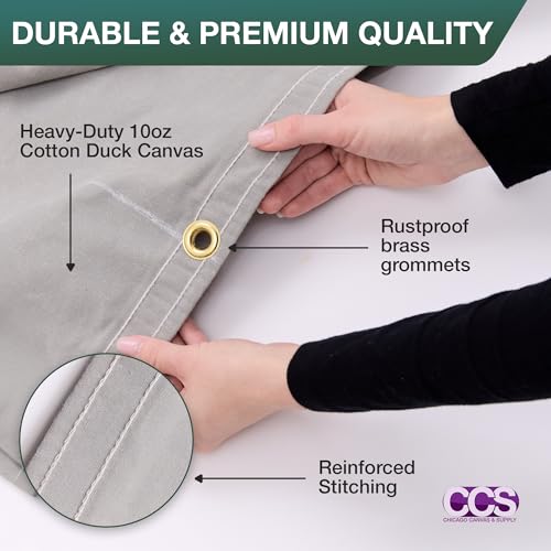 CCS Waterproof Canvas Tarp Cover – Heavy Duty Duck Cloth, Waxed Canvas Tarpaulin with Rustproof Brass Grommets for Camping, Construction, Equipment & Outdoor Use (Grey, 8x10 Ft) - color: Gray, size: 8 by 10 Feet
