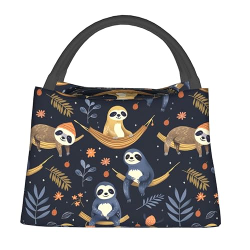 Cute Sloth Lunch Box with Cozy Forest Animal Pattern for Girls and Adults,Lightweight Handbag with Zipper Closure,Portable Cosmetic Bag for School, Work, Office, Travel and Picnic Gifts - color: Sloth