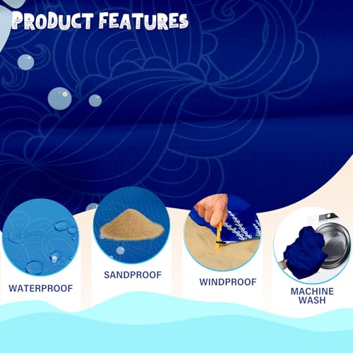Beach Blanket Waterproof Sandproof 1-7 Adult Oversized 78 '' × 81 '' Lightweight Durable Compact Sand Free Extra Large Beach Mat for Travel Camping Hiking Picnic - color: Turtle2, size: 78“x81”