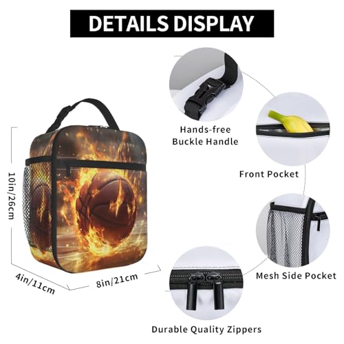 Basketball Lunch Box Insulated Lunch Bag for kids Girls Boys Women,Reusable Lunch Box Containers for Women Men,Durable Cooler Tote Bag Lunchbox for Office/School/Picnic - color: Basketball02