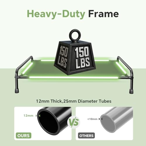 Ekisemio Cooling Breathable Elevated Dog Bed with Metal Frame for Large Dogs, Black