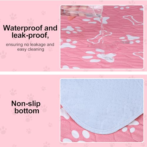 BEAUTYZOO 8 Pack Washable Pee Pads for Dogs, Reusable Puppy Pads for Potty Training, Waterproof Super Absorbent Wee Wee Pads for Dogs Non-Slip, Pet Whelping Mats Playpen Dog Crate Floors, 18'' x 24" - color: Pink, size: 18 X 24 Inch (Pack of 8)