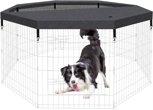 Dog Pet Playpen 8 Panel 24 Inch Top Cover for Small Medium Pets Indoor Outdoor (Only Cover,Playpen Not Included)(Black Top Cover) - style: Top cover Black