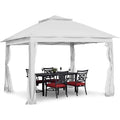 11x11 FT Gazebo Tent, Outdoor Tents for Parties with Mosquito Netting, Folding Heavy Duty Height Adjustable Canopy Tent for Patio Backyard Garden (White) - color: White