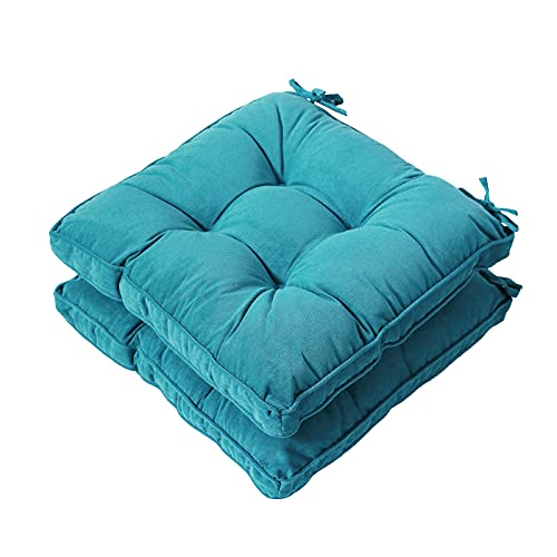 Furlide Chair Pads with Ties Indoor Outdoor Cushions 18 x 18 Inch for Dining Chairs Set of 2, Square Blue - color: Blue
