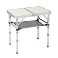 Outdoor Folding Camping Table, 2ft Portable Pinic Table with 3 Adjustable Height, Small Aluminum Foldable Lightweight Patio Side Table with Carry Handle for Outdoor Indoor Hiking Camp BBQ Beach, White
