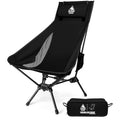 ONETIGRIS Tigerblade High Back Camping Chair with Pillow Design, Comfortable Widened Seat Folding Chair - color: Black