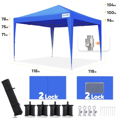 Quictent Privacy 10x10 Pop up Canopy Tent with Sidewalls and Roll-up Ventilated Windows, One Person Easy Setup, Outdoor Commercial Gazebo Shelter Enclosed Waterproof, Bonus 4 Sandbags - color: Royal Blue, size: 10x10ft