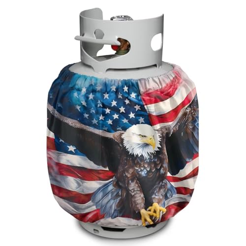 American Eagle Propane Tank Cover Fits Standard 20 lb Tank Cylinde Travel Trailer Propane Covers with Elastic Slip in Gas Cover Water & Wear-Resistant for Outdoor and Indoor Use - color: American Eagle