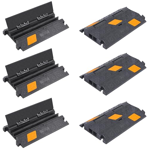 OrangeStar 6 Pack 17" Cable Protector Cover Ramps, 2-Channel Floor Protective Wire Cord Ramp, Heavy Duty Driveway Speed Bump - color: 2-Channel (6-Pack)