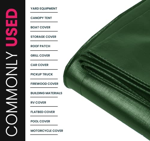 Extreme Heavy Duty 22 Mil Tarp Cover, Waterproof, UV Resistant, Rip and Tear Proof, Poly Tarpaulin with Reinforced Edges for Roof, Camping, Patio, Pool, Boat. (Green/Black 6′ X 8′) - color: Green/Black-22 Mil, size: 6′ X 8′