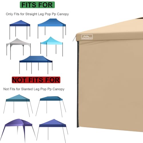 KAMPKEEPER 10X10 Canopy Tent Sidewalls with Zipper for Canopy Frame, 3Pcs Sunwalls Only, UPF50+ Waterproof Side Walls(Light Khaki) - color: Light Khaki